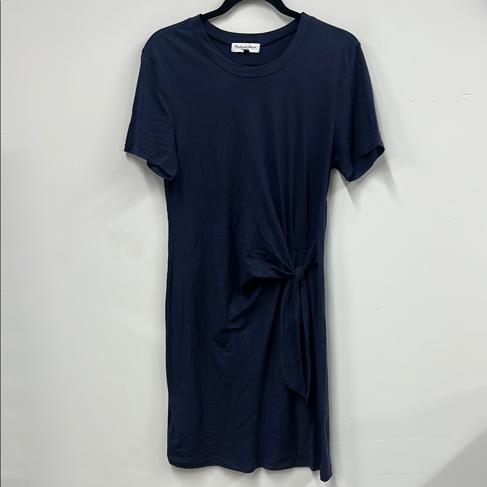 Michael Stars Blue Asymmetrical Ruched Midi Dress S